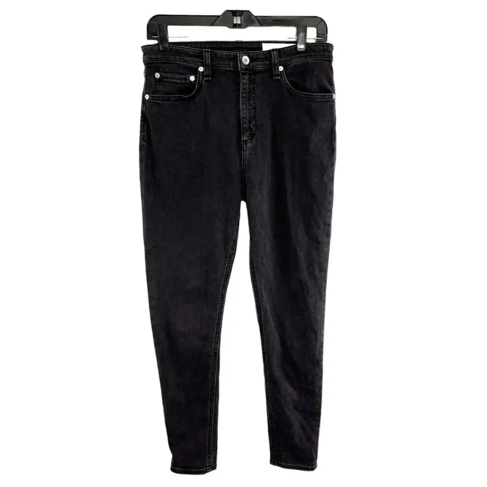 Rag & Bone Faded Black Nina High Rise Ankle Skinny Jeans Women's Waist Size 29